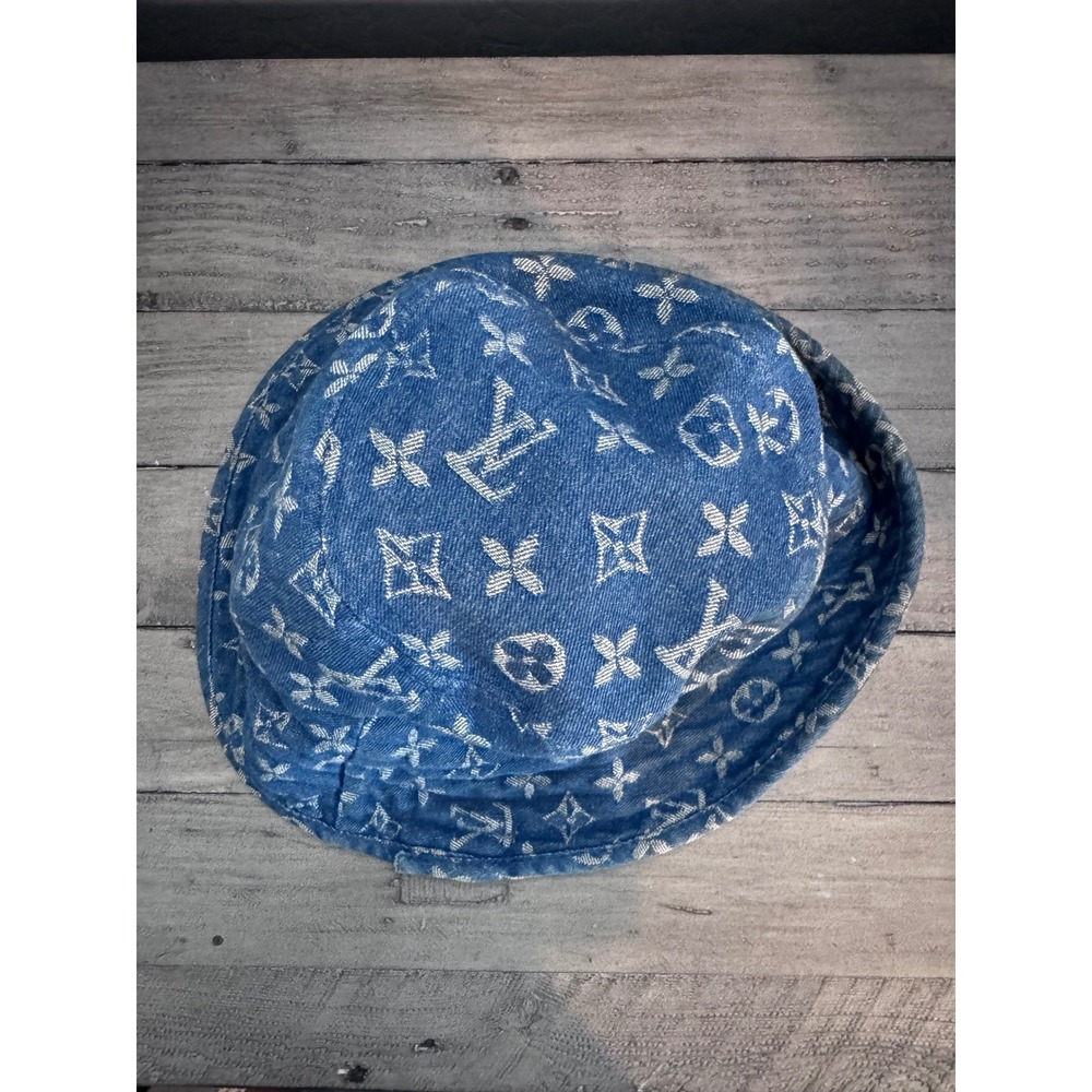Vintage Louis Vuitton Monogram Denim Heavyweight Cotton Bucket Hat MP2092 - Picture 3 of 9